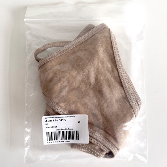 NEW Los Angeles Apparel 5 Pack Baby Rib Cotton Thong Hazelnut M - Picture 2 of 3